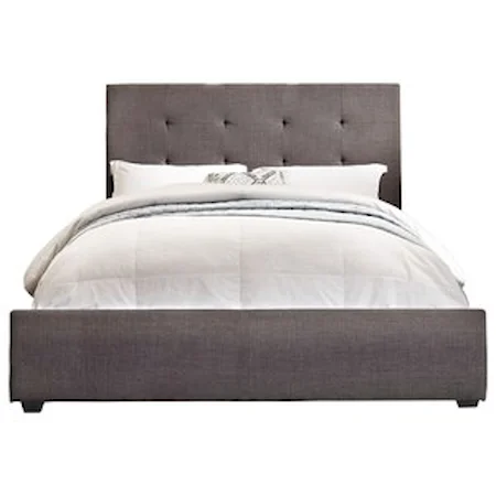 Contemporary Queen Upholstered Bed with Tufted Headboard